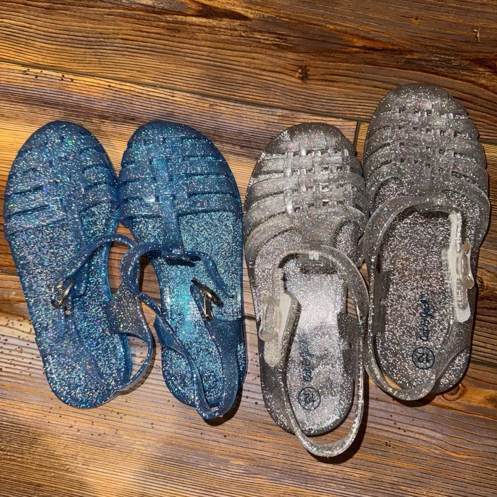 Bundle Glittery Blue and Silver Jelly Sandals. Old Navy and Target brand
